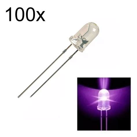 100x Led Roxo UV Ultra Violeta Alto Brilho 5mm Alto Brilho Casa