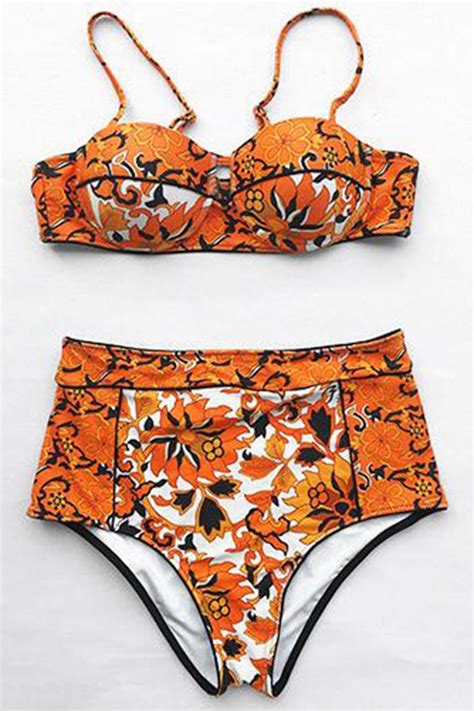 Long Time Gone Printing High Waisted Bikini Set