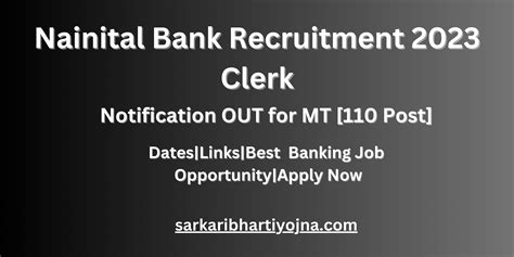 Nainital Bank Recruitment 2023 Notification OUT For 110 Post