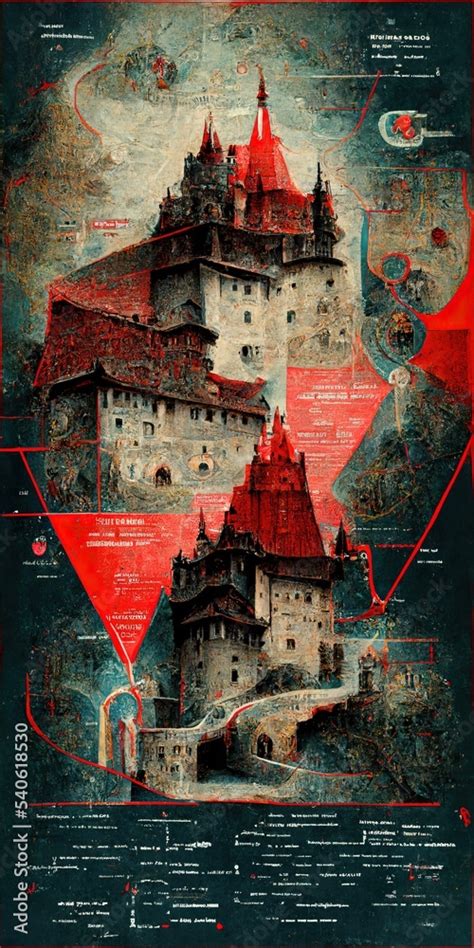 Secret map to Dracula Castle. Inside map of Dracula Castle, schematics, measurment, blueprint ...