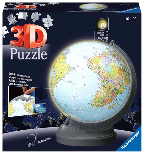 Puzzle 3D Ravensburger 11549 BOLA DEL MUNDO GLOBO TERRAQUEO CON LUZ