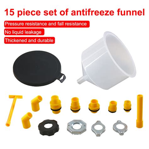 15Pcs Auto Coolant Flush Kit Car Radiator Coolant Filling Funnel Kit