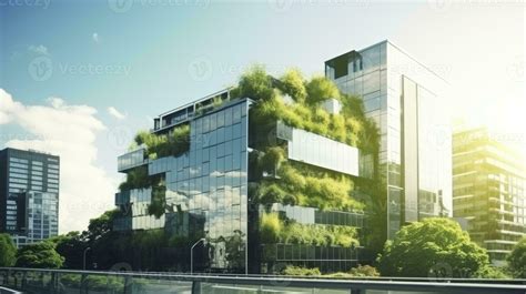 Eco-Friendly Office Building with Modern Glass Design in the Urban