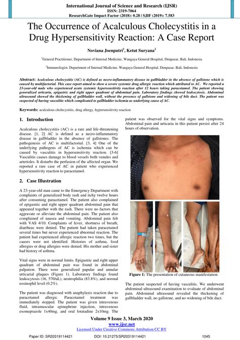 Pdf The Occurrence Of Acalculous Cholecystitis In A Drug