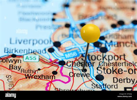 Crewe Pinned On A Map Of Uk Stock Photo Alamy