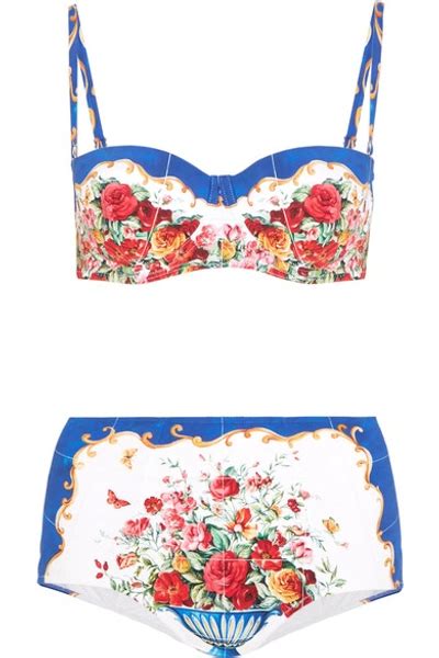 Dolce And Gabbana Printed Bandeau Bikini Modesens