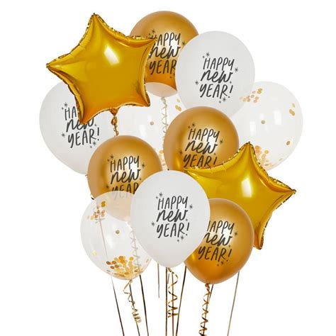 K B Happy New Year Ballon Mix Hvid Guld Til Kun Kr Temashop Dk