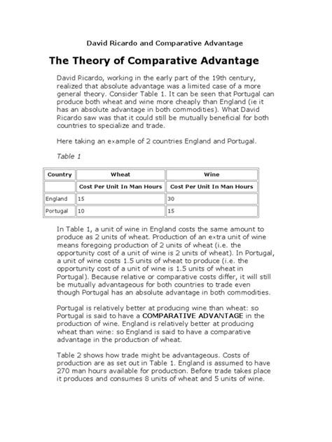 David Ricardo and Comparative Advantage | PDF | Comparative Advantage ...