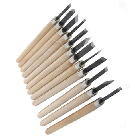 Buy 12pcs Wood Handle Carpenters Carving Mini Chisels Lathe Kit Diy