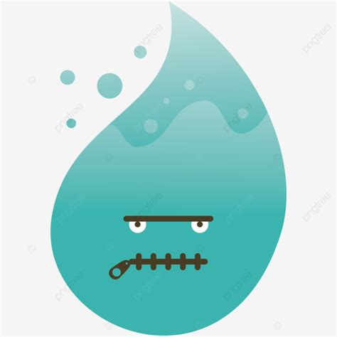 Water Drop Emoji Locked Mouth Expression Vector, Water Drop, Emoticon ...