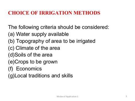 Methods Of Irrigation