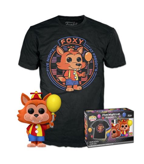 Fnaf Sb Booble Head Pop N Balloon Foxy Flocked Tee Xl