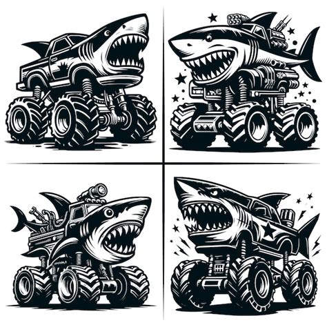 Shark Monster Truck Svg Muscle Car Svg X Off Road Vehicle Shark