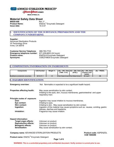 Material Safety Data Sheet Cardinal Health Dfu Msds 119952 Hot Sex