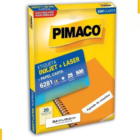 Etiquetas 20 Pimaco 25 4x101 6 Papel A4 Adesiva Inkjet Laser MercadoLivre