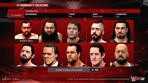 WWE 2K16 Community Creations PS4 XB1 PS3 360 Notion Wwe Share