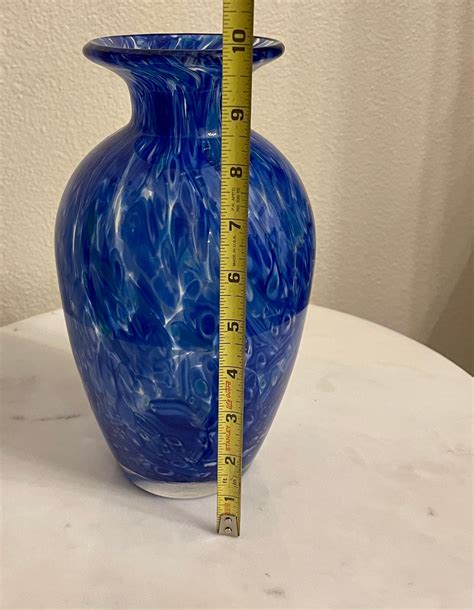 Vintage Murano Blue And White Vase Swirled Design Etsy