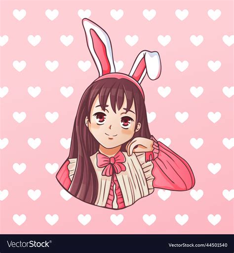 Cartoon anime girl with rabbit ears Royalty Free Vector