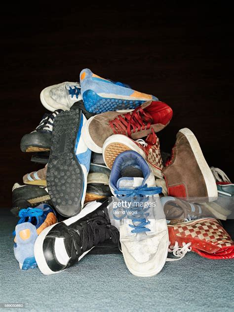 Stack Of Running Shoes High Res Stock Photo Getty Images