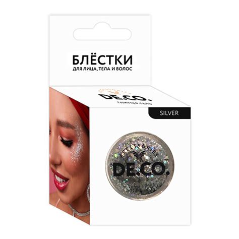 Блестки для лица, тела и волос DECO. by Miami tattoos (Silver) - купить ...