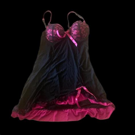 Pink And Black Lingerie Top Adorable Bow Depop