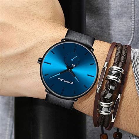 Mens Watches Ultra Thin Minimalist Waterproof Fashion Wrist Watch For