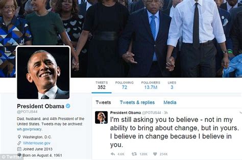 Barack Obama Tweets From His Old Twitter Handle Daily Mail Online