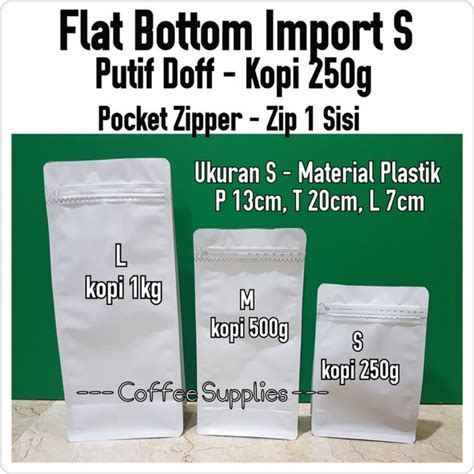 Jual Flat Bottom Import White Putih Doff S Kemasan Kopi 200g 250g