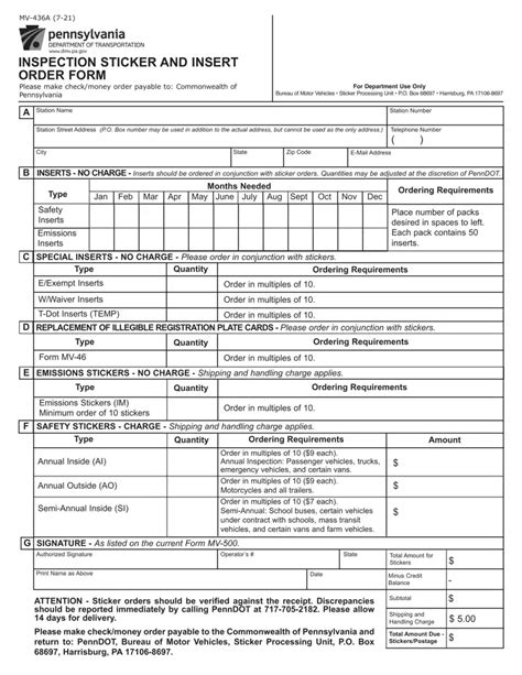 Pa Inspecrion Sticker ≡ Fill Out Printable Pdf Forms Online