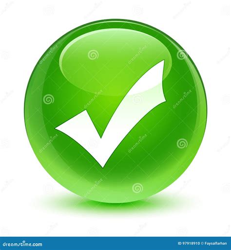 Validation Icon Glassy Green Round Button Stock Illustration