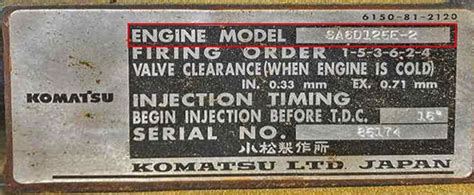 Komatsu® Engine Identification Kmp Brand