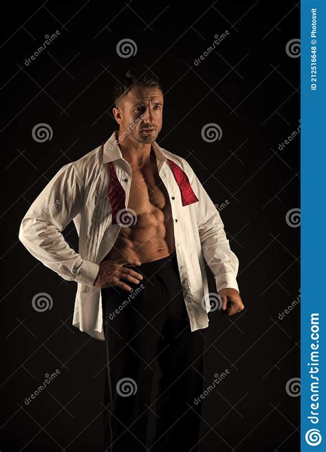 Formal Wear For Special Occasion Bachelor In Formal Style Dark Background Man Show Six Pack