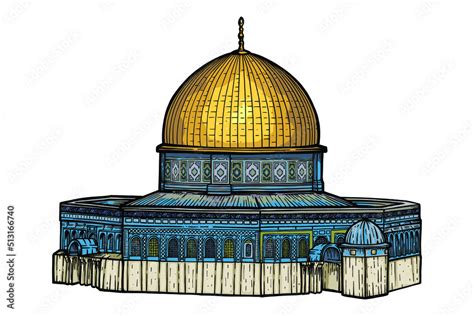 Al Aqsa Mosque Dome Of The Rock Vector Illustration Stock Vector