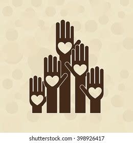 Human Rights Raised Hands Diversity Hearts Vector De Stock Libre De