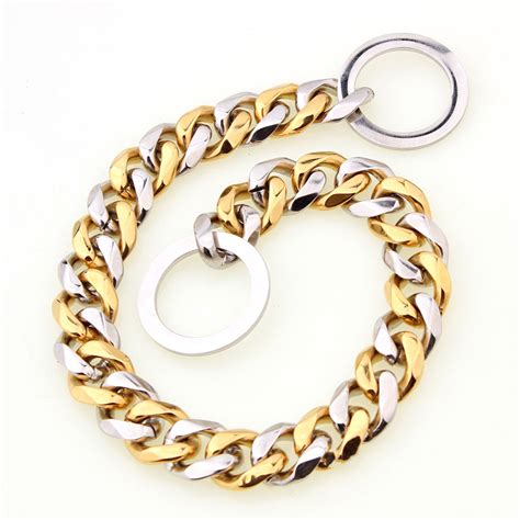 15mm Gold Chain Collar American Bulldog