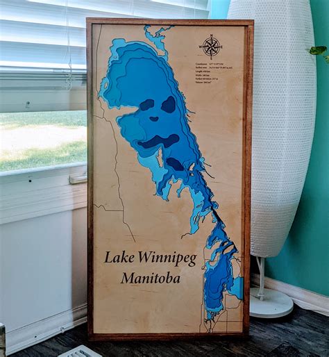 Lake Winnipeg 38 X 19 Large Bathymetric Map Erlenmeyer Designs Science Design