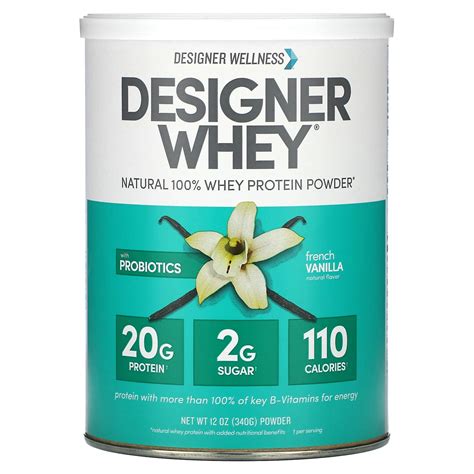 Designer Wellness Designer Whey Natural 100 Whey Protein Powder French Vanilla 12 Oz 340 G