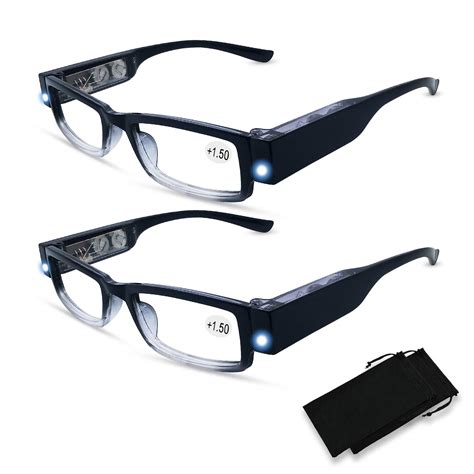 Okh Reading Glasses With Lights Bright Led Readers Usb Rechargeable