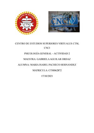 Proyecto Integrador Psicologia General Universidad Virtual Cnci