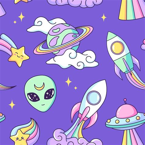 Espaço planetas cósmicos foguetes ufo padrão sem costura fundo desenho