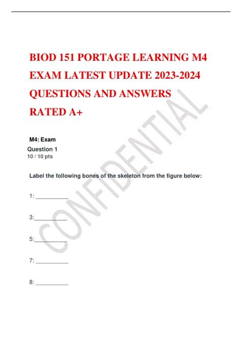 BIOD 151 PORTAGE LEARNING M4 EXAM LATEST UPDATE QUESTIONS AND ANSWERS