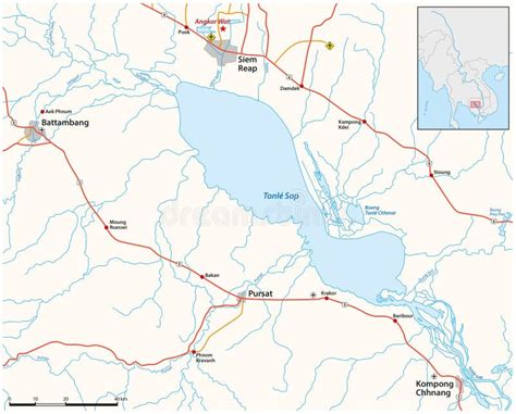 Vector Map Of Cambodian Lake Tonle Sap Stock Vector Illustration Of