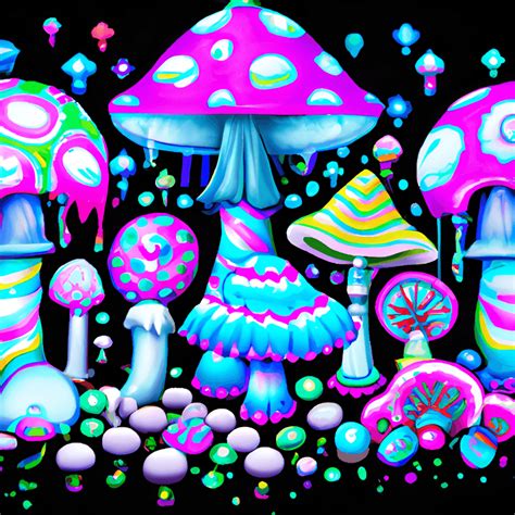 Trippy Mushrooms Cottagecore Kawaii Chibi Hyper Realistic Intricate Detail Graphic · Creative