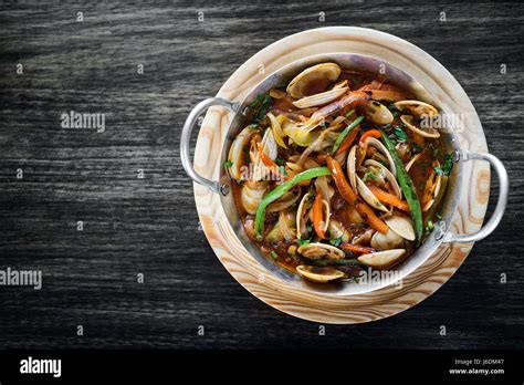 Gourmet Portuguese Clam And Vegetable Seafood Stew In Spicy Tomato