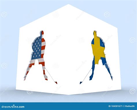 USA Vs Sweden Sport Competition Stock Illustration - Illustration of ...