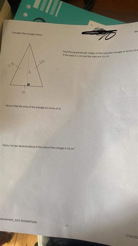 Solved Consider the triangle shown Find the perpendicular | Chegg.com