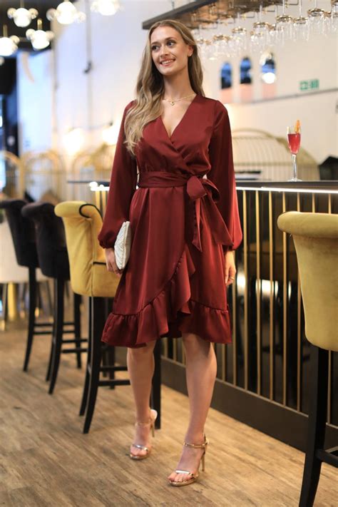 Frill Satin Wrap Dress Sale From Yumi Uk