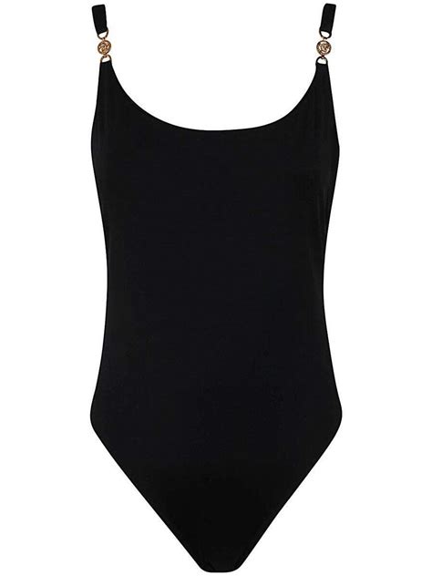 Buy Versace Swim One Piece Lycra Waist Recycled Greek Chain Black At 33 Off Editorialist