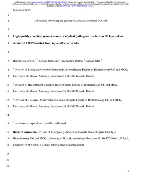 Pdf High Quality Complete Genome Resource Of Plant Pathogenic Bacterium Dickeya Solani Strain