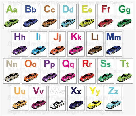 ABC Race Car Flashcards Download. Colorful Race Cars With the - Etsy